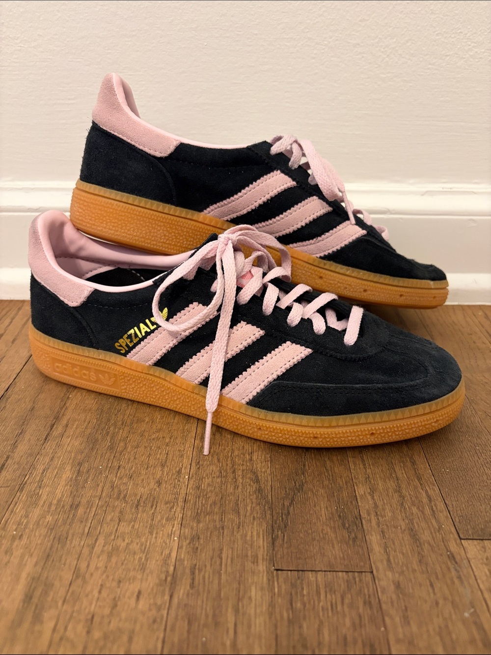 adidas Black and Pink Spezial Suede Sneakers